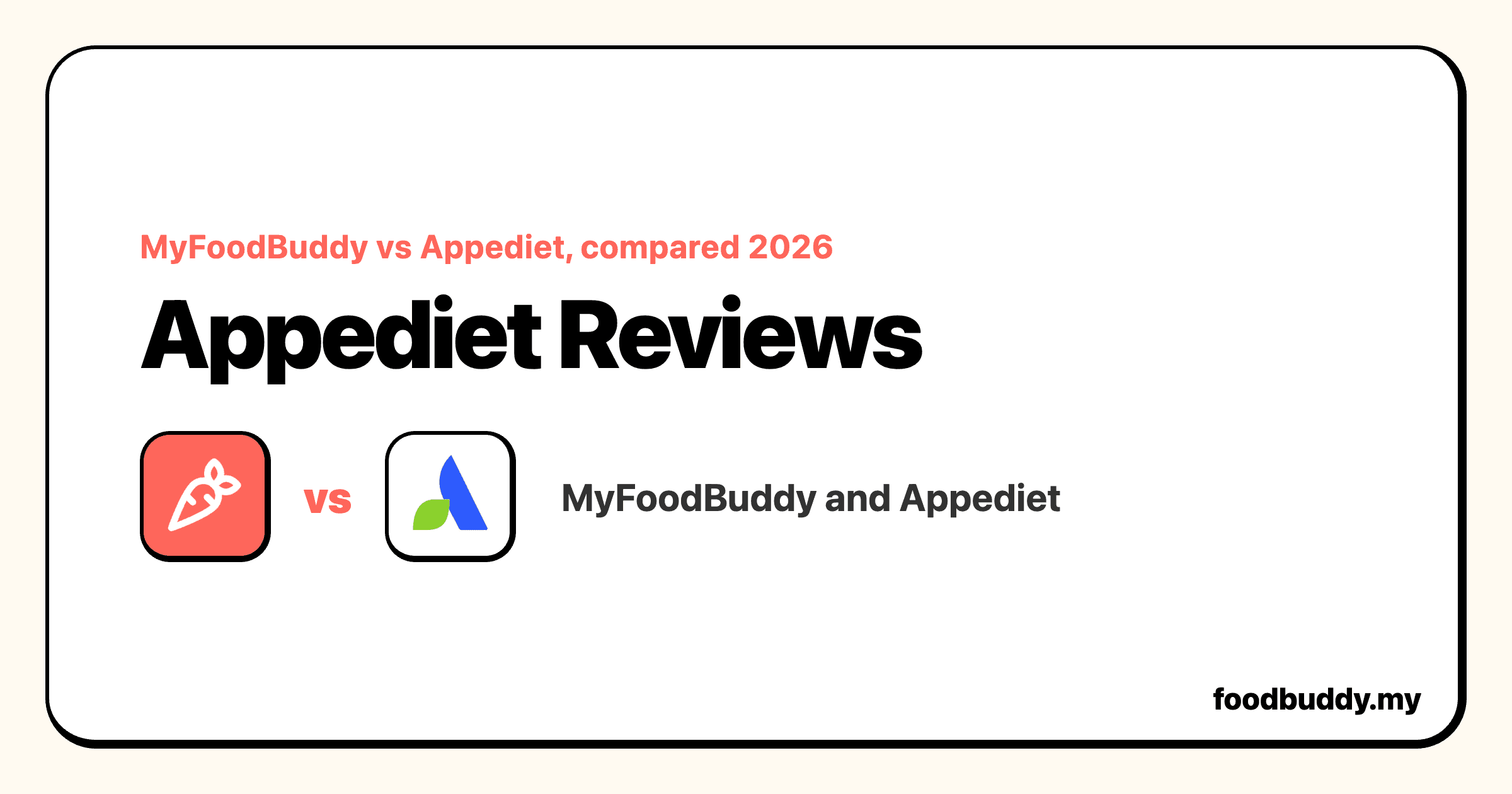 Appediet Reviews vs MyFoodBuddy, a MyFoodBuddy comparison cover showing Appediet and MyFoodBuddy side by side