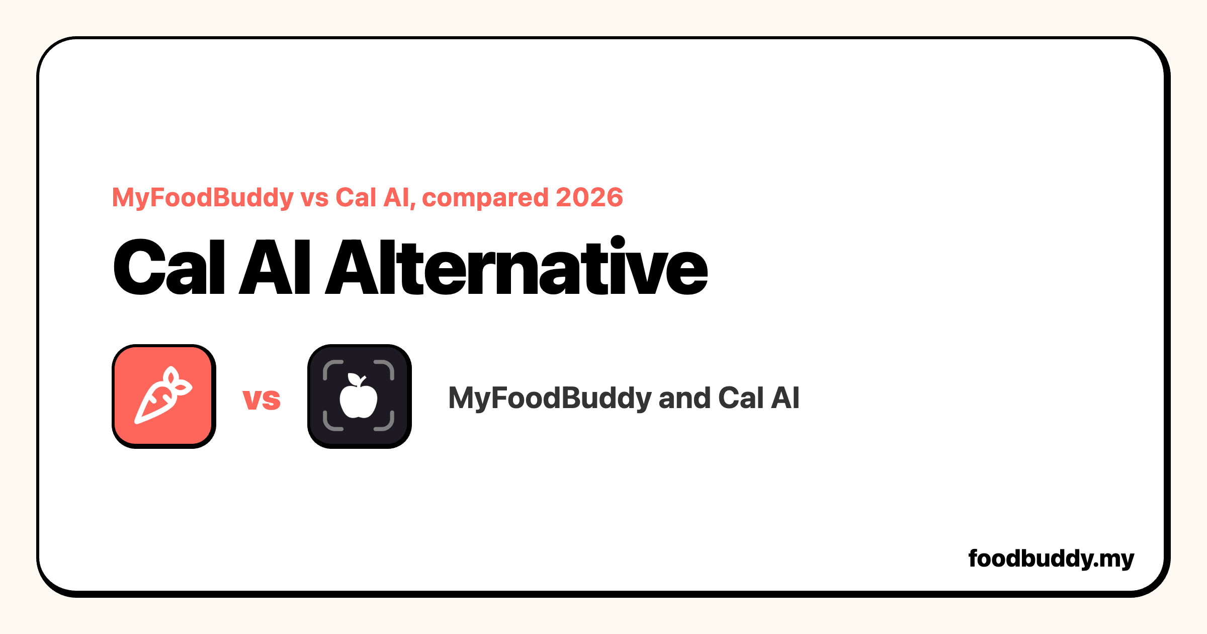 Cal AI Alternative, a MyFoodBuddy comparison cover showing Cal AI and MyFoodBuddy side by side