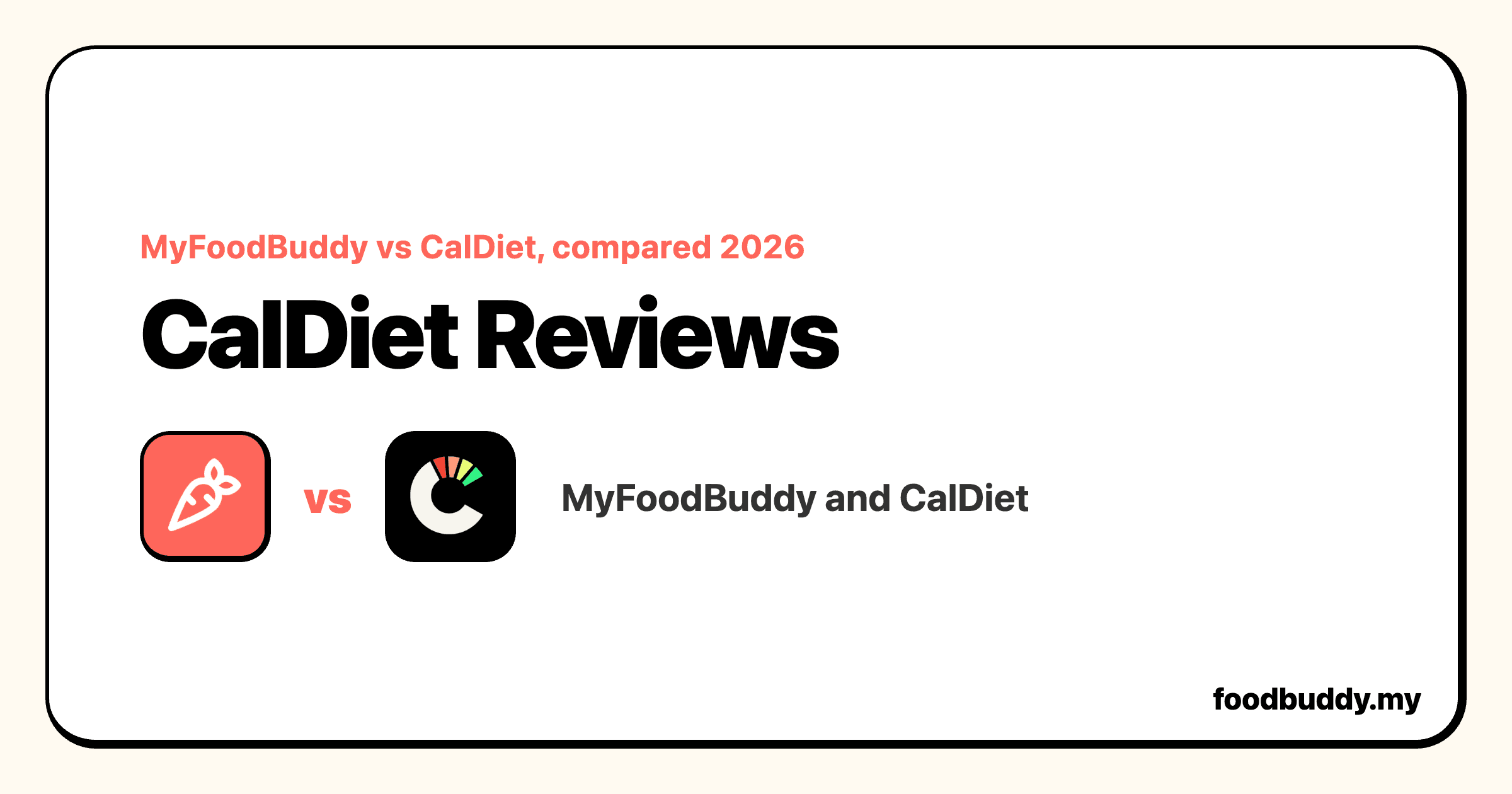 CalDiet Reviews vs MyFoodBuddy, a MyFoodBuddy comparison cover showing CalDiet and MyFoodBuddy side by side