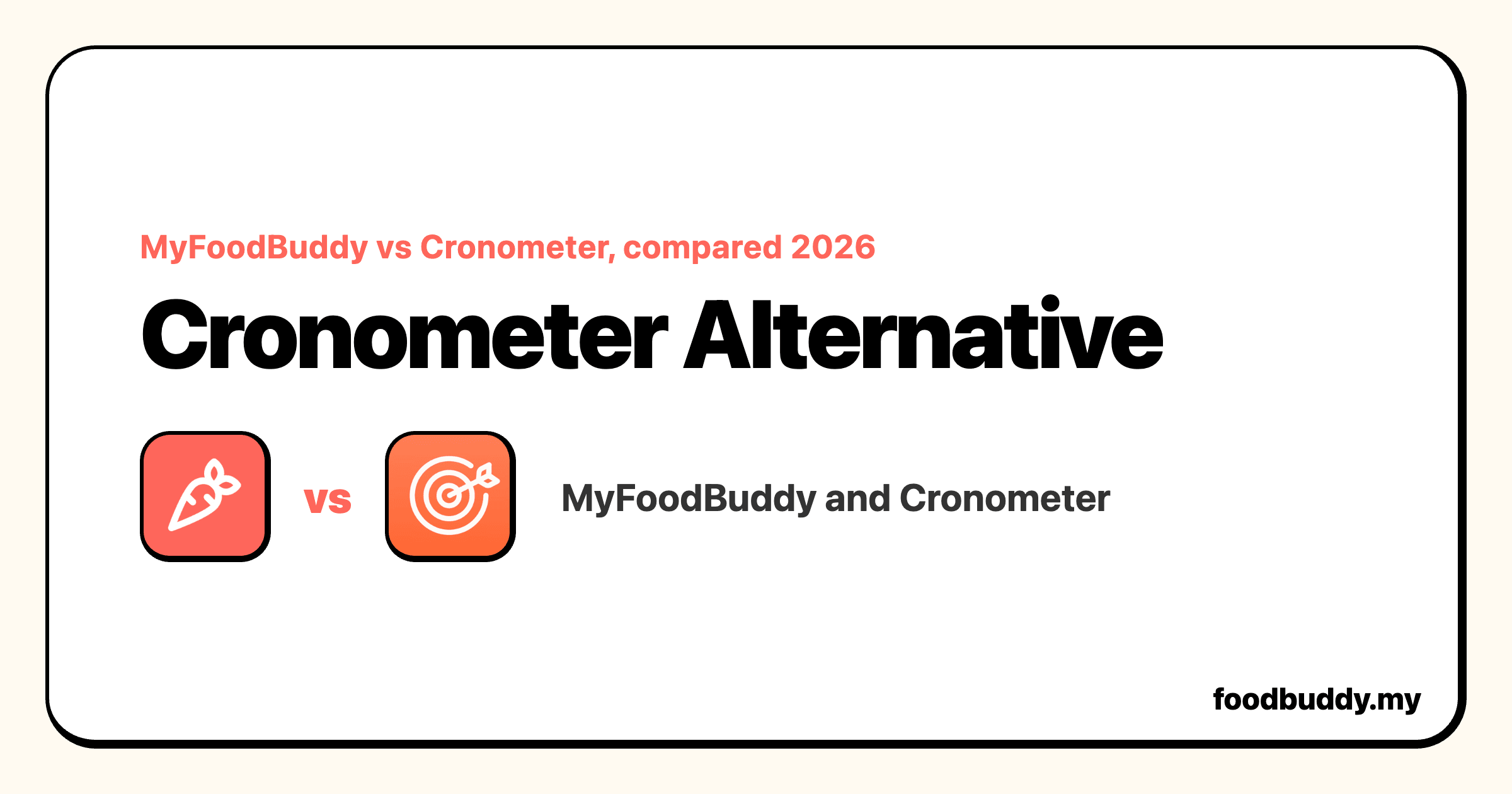 Cronometer Alternative, a MyFoodBuddy comparison cover showing Cronometer and MyFoodBuddy side by side