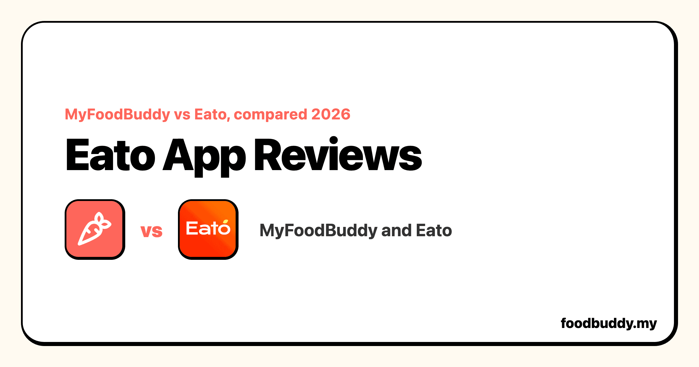 Eato App Reviews, a MyFoodBuddy comparison cover showing Eato and MyFoodBuddy side by side