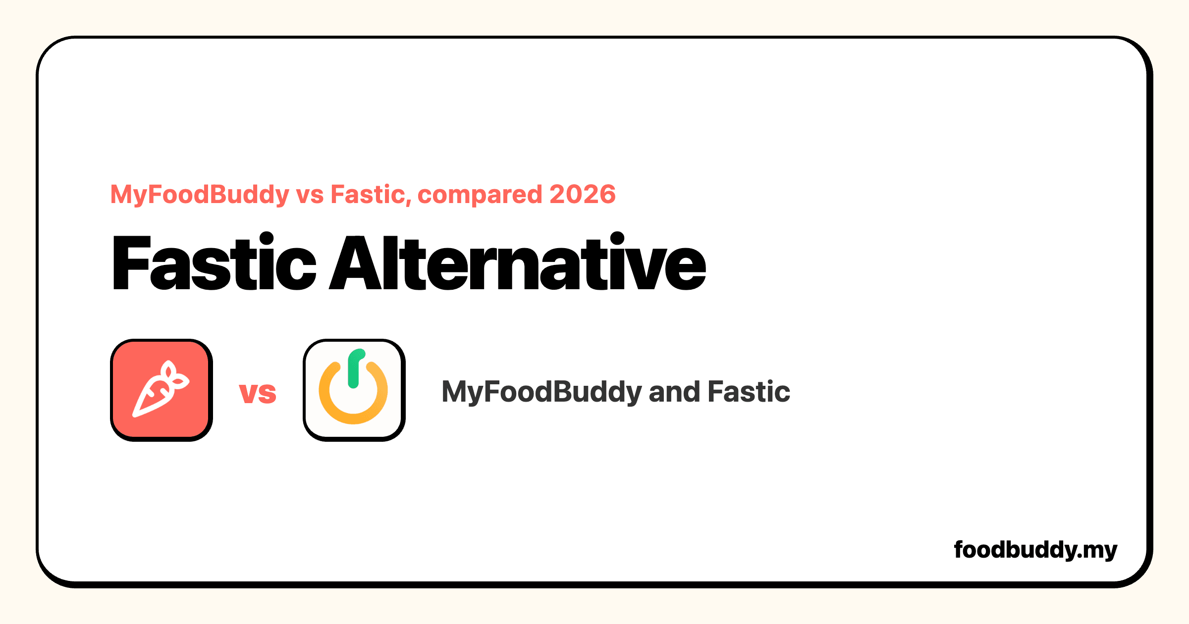Fastic Alternative, a MyFoodBuddy comparison cover showing Fastic and MyFoodBuddy side by side