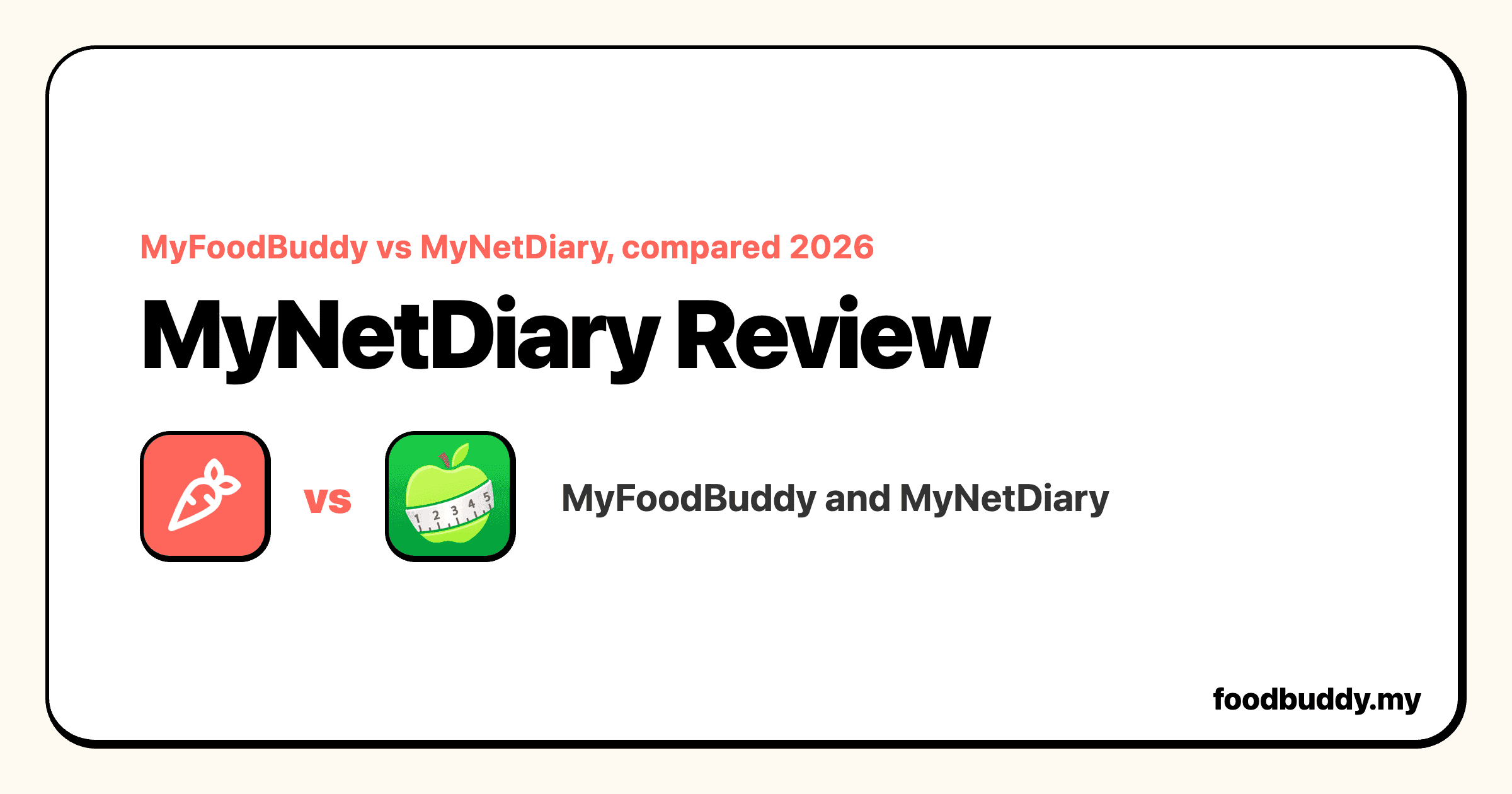 MyNetDiary Review, a MyFoodBuddy comparison cover showing MyNetDiary and MyFoodBuddy side by side