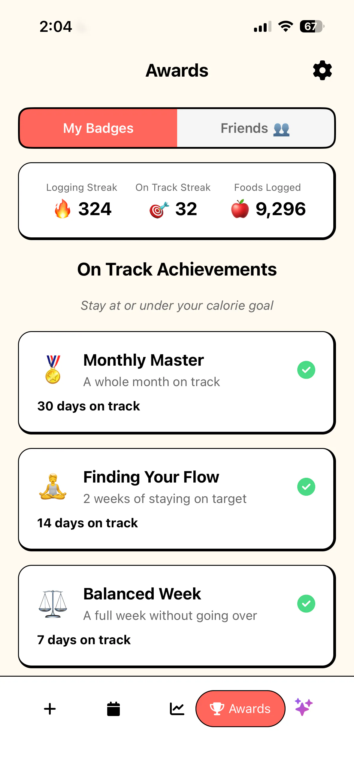 Achievements and streaks