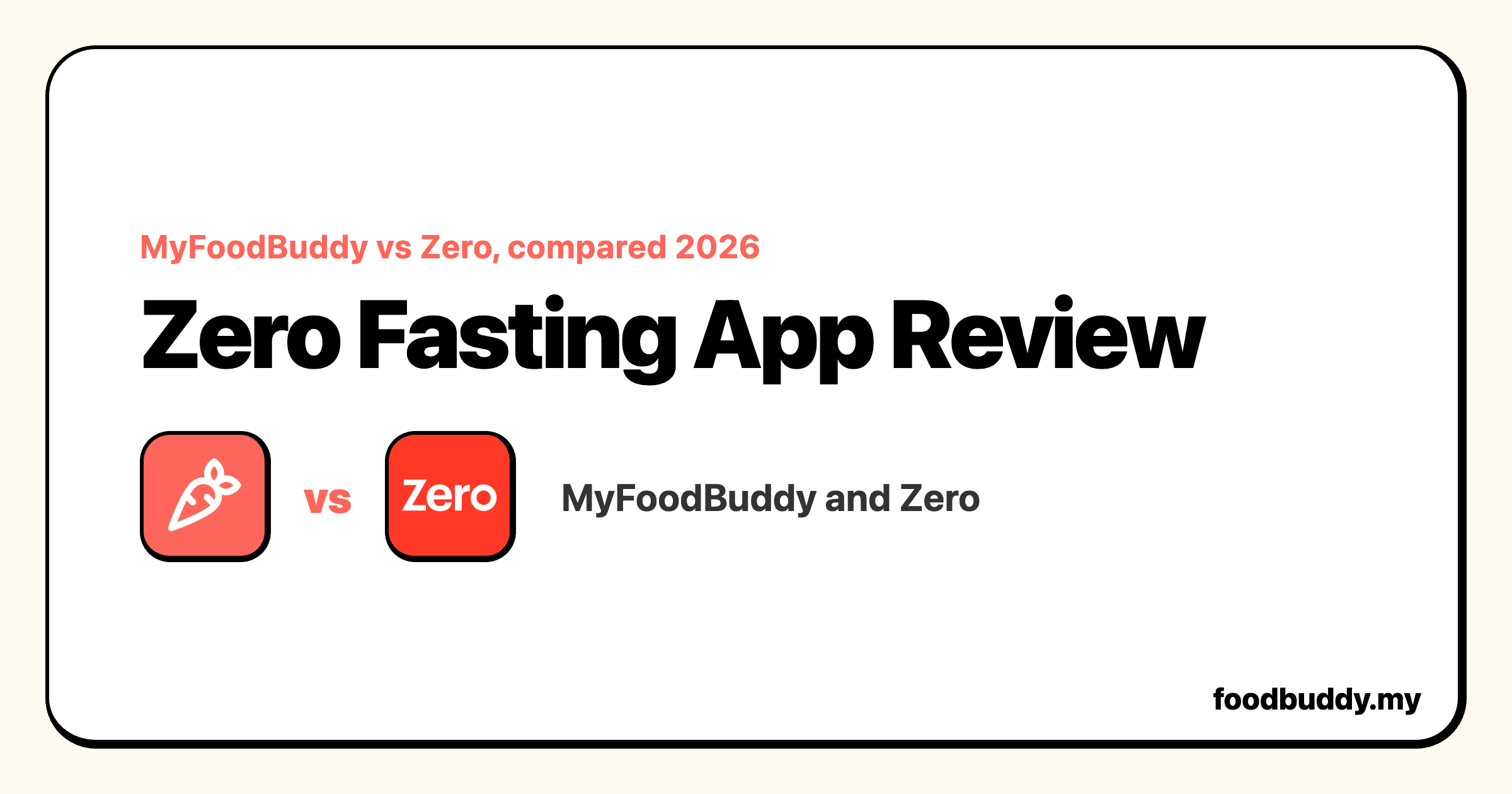 Zero Fasting App Review, a MyFoodBuddy comparison cover showing Zero and MyFoodBuddy side by side